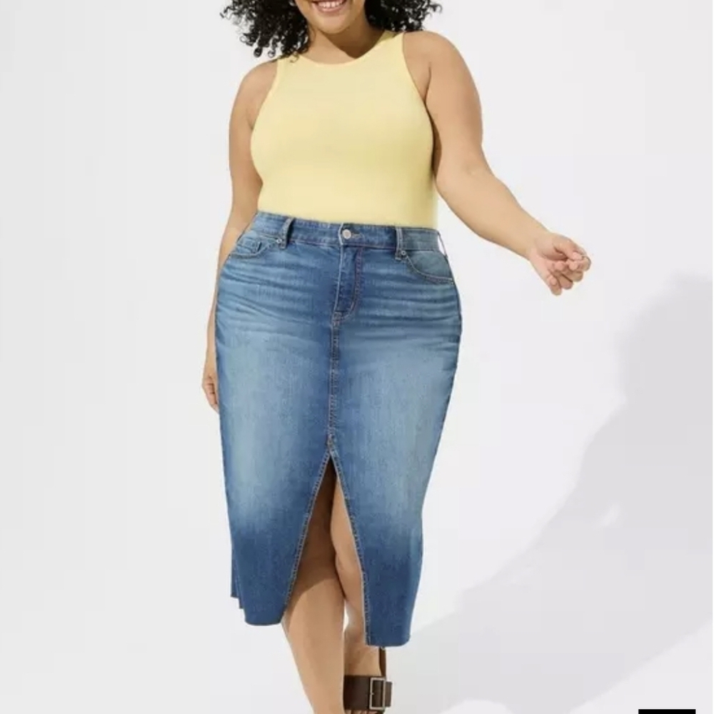 Torrid Blue Denim Skirt With Front Slit
